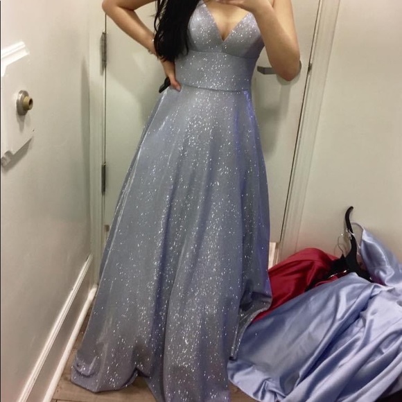 Light Blue Iridescent Prom Dress - Picture 3 of 3
